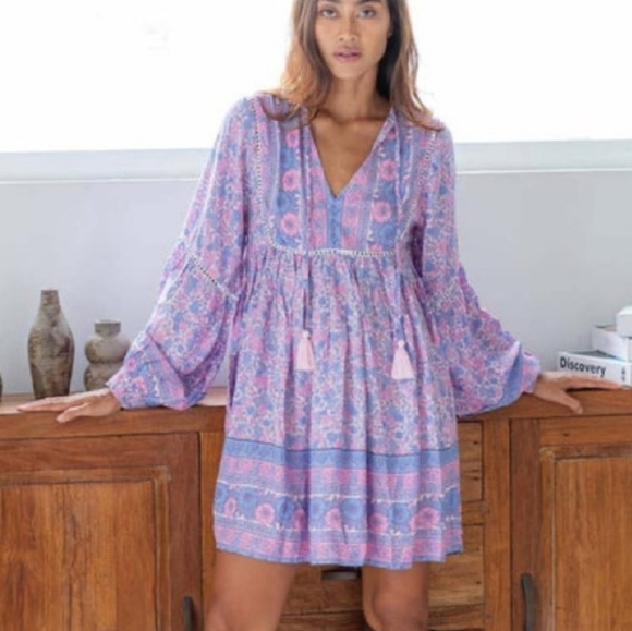 The Fox and the Mermaid Dresses & Skirts - NWT The Fox and Tye Mermaid Bohemian Floral Pink and Blue Dress